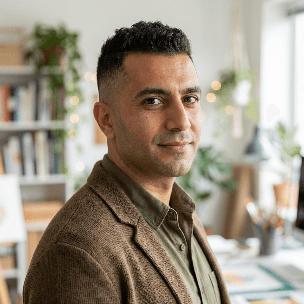 Male patient in his late 30s, White, athletic build, neutral expression, professional headshot